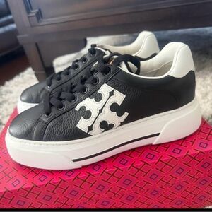 Tory Burch Black and White Platform Sneakers